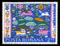 Stamp printed in Romania shows Romanian Peasant Rugs, Oltenia