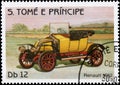 Postage stamp printed in S.Tome e Principe shows image of the retro car Renault 1912 year of release