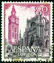 Stamp printed in Spain shows Cathedral and Giralda Sevilla