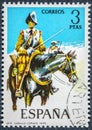 Stamp printed in Spain shows horse chest of 1635