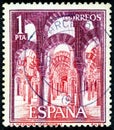 Stamp printed in the Spain shows Interior of La Mezquita Cordoba Andalusi