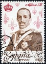 A stamp printed by Spain shows King Alfonso XIII Royalty Free Stock Photo