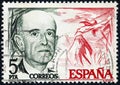 A stamp printed in Spain shows Manuel Falla