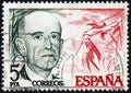 A stamp printed in Spain shows Manuel Falla Royalty Free Stock Photo