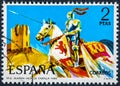 Stamp printed in Spain shows Old guard of castilla 1493 Royalty Free Stock Photo