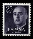 Stamp printed in Spain shows a portrait of Francisco Franco