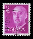 Stamp printed in Spain shows a portrait of Francisco Franco