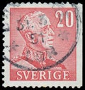 Stamp printed in Sweden, shows portrait of king Gustaf V Royalty Free Stock Photo