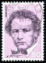 Stamp printed in Switzerland shows a portrait of Oscar Arthur Honegger