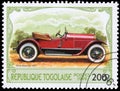 Stamp printed in Togo shows retro car Stutz Bearcat