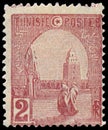 Stamp printed in Tunis, shows a Great Mosque Kairouan