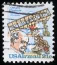 Stamp printed in the United States of America shows Octave Chanute, pioneer of aviation