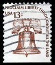 Stamp printed in the United States shows an image of the Liberty Bell Royalty Free Stock Photo