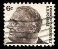 Stamp printed in United states, image of portrait Franklin Roosevelt Royalty Free Stock Photo