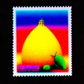 A stamp printed in USA shows image of a Christmas tree, circa 2005 AI generated