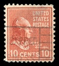 Stamp printed in the USA shows image of President John Tyler