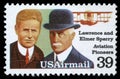 Stamp printed in USA shows Lawrence and Elmer Sperri, Aviation Pioneers