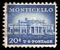 Stamp printed in USA shows Monticello, the estate of Thomas Jefferson