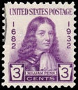 Stamp printed in USA shows William Penn