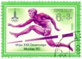 A Stamp Printed By USSR Games Olympics, Moscow - 80, Circa 1980 Royalty Free Stock Photo