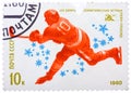 Stamp printed in USSR,13 Olympic Winter Games, Lake Placid, United States, Hockey, hockey player bats the puck