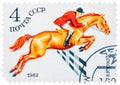 Stamp printed in USSR shows a Donskaya horse, series horse breed in a equestrian sport