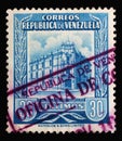 Stamp printed in Venezuela shows Main Post Office Caracas