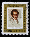 Stamp printed in Venezuela shows Simon Bolivar