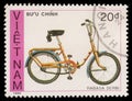 Stamp printed by Vietnam shows bicycle Rabasa Derbi Royalty Free Stock Photo