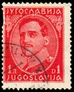 Stamp printed in Yugoslavia shows portrait king Alexander I