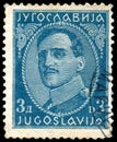 Stamp printed in Yugoslavia shows portrait king Alexander I