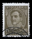 Stamp printed in Yugoslavia shows portrait king Alexander I