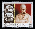 Stamp printed in Yugoslavia shows The 200th Anniversary of the Birth of Vuk Stefanovic Karadzic Royalty Free Stock Photo