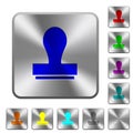 Stamp rounded square steel buttons Royalty Free Stock Photo