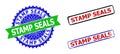 STAMP SEALS Rosette and Rectangle Bicolor Stamp Seals with Unclean Surfaces