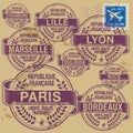 Stamp set France cities