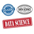 Data science. stamp set grunge isolated data science sign
