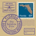 Stamp set with name of Florida