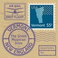 Stamp set with name of Vermont