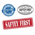 Stamp set with text safety first inside, illustration Royalty Free Stock Photo