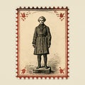 Vintage Stamp Of Man In Suit: American Romanticism Style