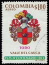 Stamp shows the armor of the Colombian cavalry