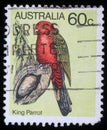 Stamp shows image of a King Parrot