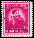 Stamp shows portrait of captain Adrien de Gerlache Royalty Free Stock Photo