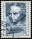 Stamp shows portrait Ludwig Van Beethoven