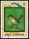 A stamp shows Zapata wren, Ferminia cerverai