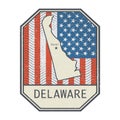 Stamp or sign with the name and map of Delaware, United States