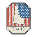 Stamp or sign with the name and map of Idaho, United States