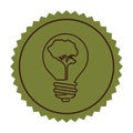stamp silhouette bulb with tree shape flat icon