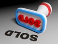Stamp SOLD - 3D rendering Royalty Free Stock Photo